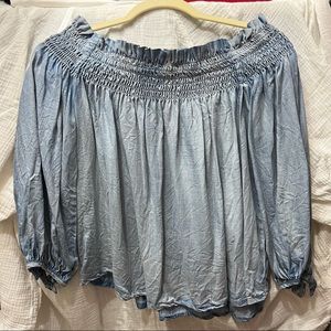 Off-Shoulder Chambray Top